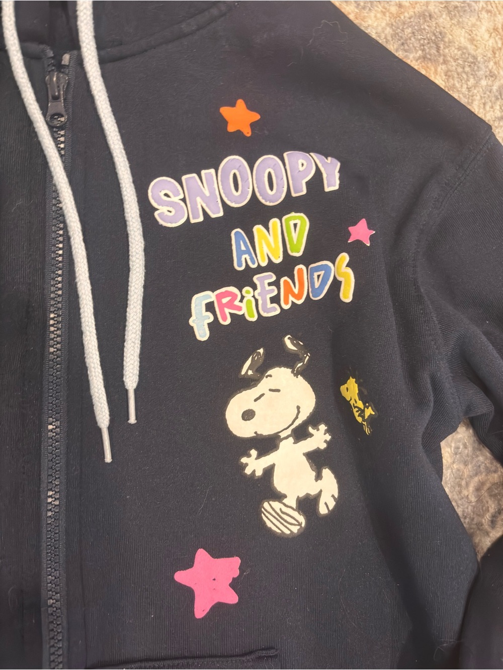 Snoopy & Friends Zip Hoodie Navy Women’s Small Cute Graphic Peanuts - Picture 4 of 5